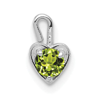 14K White Gold Heart Charm with August Synthetic Birthstone
