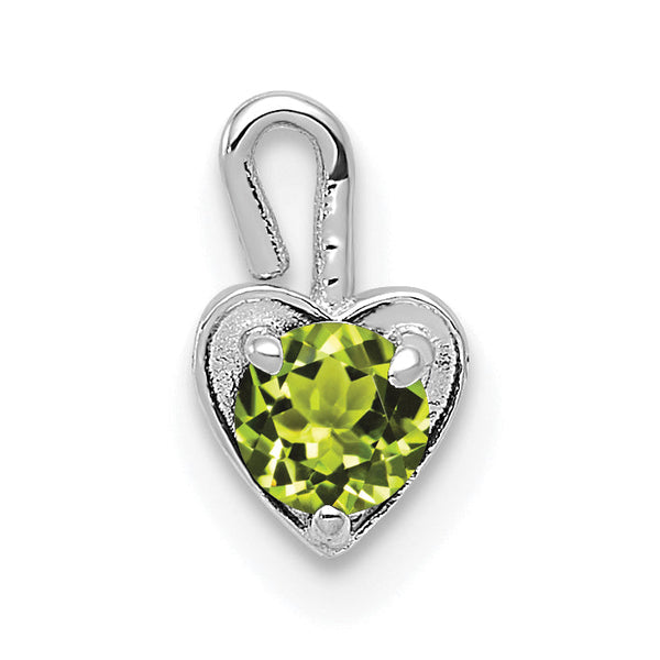 14K White Gold Heart Charm with August Synthetic Birthstone