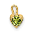 14K Gold August Birthstone Heart Charm with Synthetic Peridot Stone