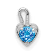 14K White Gold Heart Charm with December Synthetic Blue Birthstone