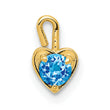 14K Yellow Gold December Birthstone Heart Charm with Blue Synthetic Gem