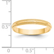 14k Yellow Gold 3mm Lightweight Milgrain Half Round Wedding Band Size 4