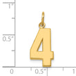 14k Medium Polished Number 4 Charm