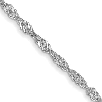 14K White Gold Singapore Chain Necklace with Polished Rhodium Finish - 18