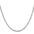 14K White Gold 16 inch 2.0mm Singapore with Lobster Clasp Chain
