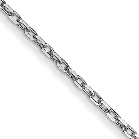 14K White Gold 24 inch .8mm Diamond-cut Cable with Spring Ring Clasp Chain