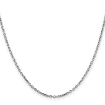 14K White Gold Polished Cable Necklace with Lobster Clasp - 20