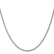 14K White Gold Polished Cable Necklace with Rhodium Finish - 20