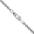 14K White Gold Polished Cable Necklace with Rhodium Finish - 18