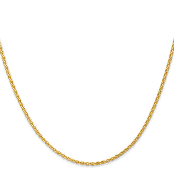 14K Gold Polished Wheat Chain Necklace with Lobster Clasp - 14