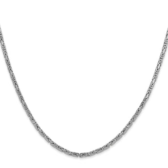 14K White Gold Byzantine Necklace with Polished Rhodium Finish - 16