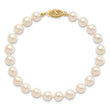 14k 6-7mm Round White Saltwater Akoya Cultured Pearl Bracelet