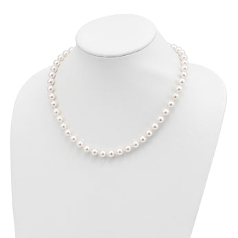 14k 8-9mm White Round Akoya Saltwater Cultured Pearl 18 inch Necklace - Birthstone Company