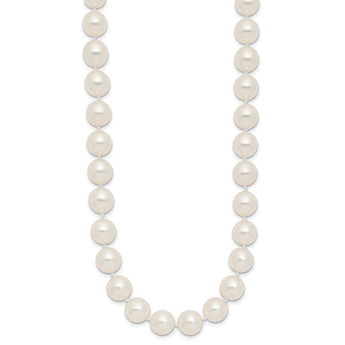 14k Polished 9-10mm Round White Akoya Saltwater Cultured Pearl 18 inch Necklace - Birthstone Company