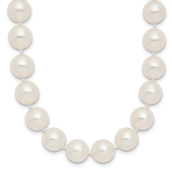 14k Polished 9-10mm Round White Akoya Saltwater Cultured Pearl 18 inch Necklace - Birthstone Company