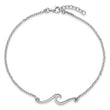 Sterling Silver Rhodium-plated Polished Wave 9 inch with a 1 inch extention Anklet