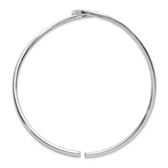Sterling Silver Rhodium-plated Polished Wave Bangle