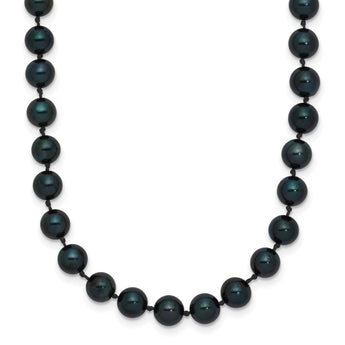 14k White Gold 5-6mm Black Round Akoya Saltwater Cultured Pearl 16 inch Necklace - Birthstone Company