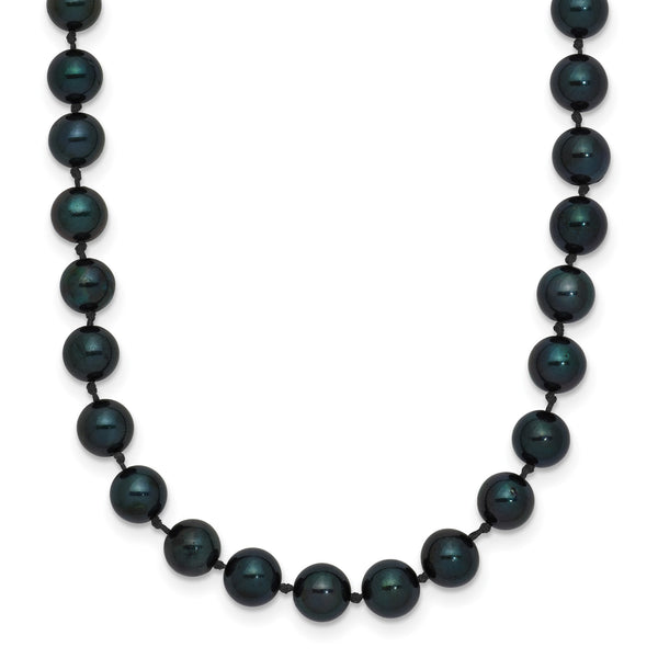 14k White Gold 5-6mm Black Round Akoya Saltwater Cultured Pearl 16 inch Necklace - Birthstone Company
