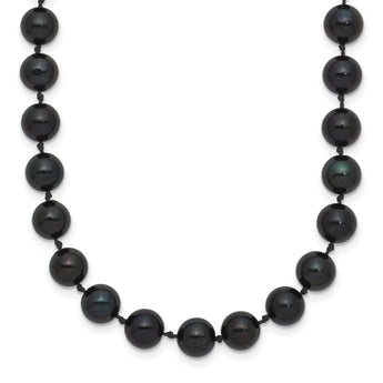 14k White Gold 6-7mm Black Round Akoya Saltwater Cultured Pearl 16 inch Necklace - Birthstone Company