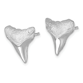 Sterling Silver Rhodium-Plated Polished Bull Shark Post Earrings