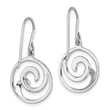Sterling Silver Rhodium-Plated Polished and Brushed Double Wave Dangle Earrings