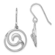 Sterling Silver Rhodium-Plated Polished and Brushed Double Wave Dangle Earrings