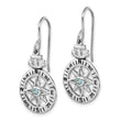 Sterling Silver Rhodium-Plated Polished CZ Compass Dangle Earrings - Birthstone Company