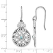 Sterling Silver Rhodium-Plated Polished CZ Compass Dangle Earrings - Birthstone Company