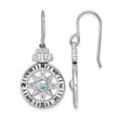 Sterling Silver Rhodium-Plated Polished CZ Compass Dangle Earrings - Birthstone Company