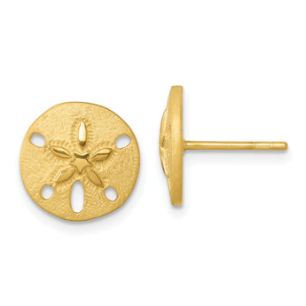 Sterling Silver Rhodium-plated Brushed and Polished Gold-tone Sand Dollar Post Earrings