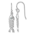 Sterling Silver Rhodium-plated Polished Crystal Eye Bonefish Dangle Earring