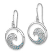 Sterling Silver Rhodium-Plated Polished CZ Wave Dangle Earrings - Birthstone Company