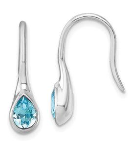 Sterling Silver Rhodium-Plated Polished Crystal Tear Drop Wire Earrings
