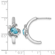 Sterling Silver Rhodium-plated Antiqued Crystal Turtle J-Hoop Earrings - Birthstone Company