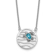 Sterling Silver Rhodium-plated Antiqued Crystal Sliding Turtle 15.5 inch with a 2 inch extention Necklace
