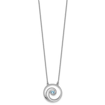 Sterling Silver Rhodium-plated Polished Crystal Wave 16 inch with a 2 inch extention Necklace