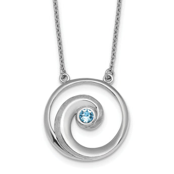 Sterling Silver Rhodium-plated Polished Crystal Wave 16 inch with a 2 inch extention Necklace