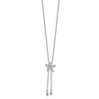 Sterling Silver Rhodium-Plated Polished and Textured Crystal Starfish Adjustable Necklace