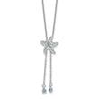 Sterling Silver Rhodium-Plated Polished and Textured Crystal Starfish Adjustable Necklace