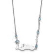 Sterling Silver Rhodium-Plated Polished Crystal Cayman Islands 16 inch with a 1 inch extention Necklace