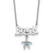 Sterling Silver Rhodium-plated Polished Crystal Starfish Beach 16 inch with a 2 inch extention Necklace