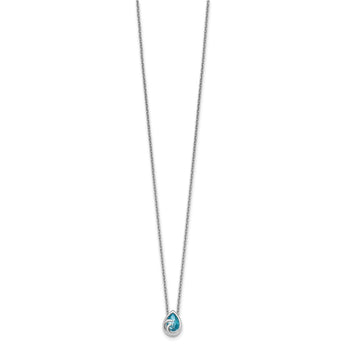 Sterling Silver Rhodium-Plated Polished Crystal Double Ocean Wave 16 inch with a 2 inch extention Necklace