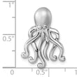 Sterling Silver Rhodium-Plated Polished and Brushed Octopus Pendant
