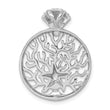 Sterling Silver Rhodium-plated Polished Starfish and Scallop Shell Reef Pendant