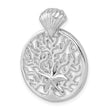 Sterling Silver Rhodium-plated Polished Starfish and Scallop Shell Reef Pendant