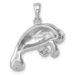 Sterling Silver Rhodium-Plated Medium Manatee Pendant