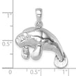 Sterling Silver Rhodium-Plated Medium Manatee Pendant