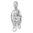 Sterling Silver Rhodium-plated Polished Manatee & Baby Pendant