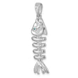 Sterling Silver Rhodium-plated Polished Blue CZ Eye Bonefish Pendant